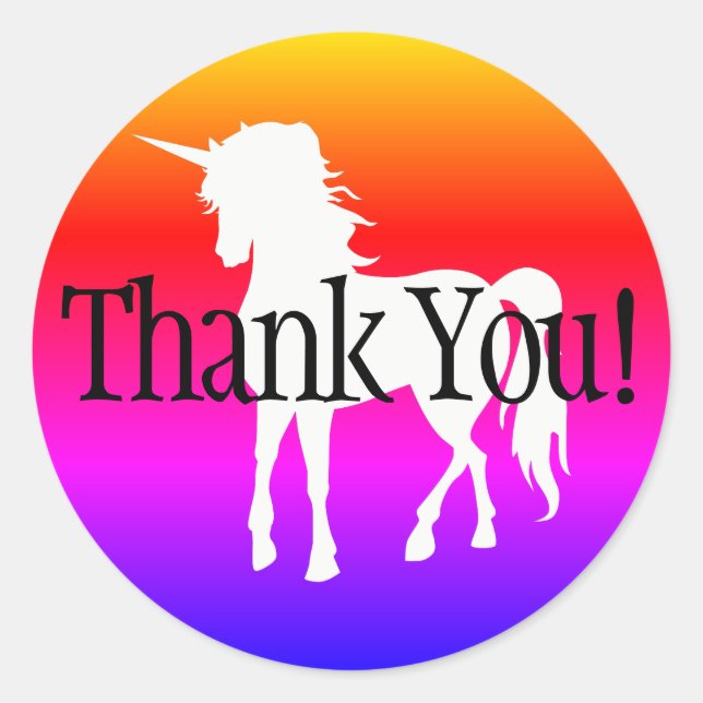Unicorn Rainbow Ombre Vielen Dank Runder Aufkleber (Vorderseite)