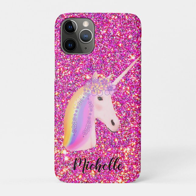 Unicorn Rainbow Pink Gold Glitzer Sonderklasse Case-Mate iPhone Hülle (Rückseite)