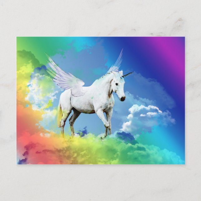 Unicorn Rainbow Postkarte (Vorderseite)