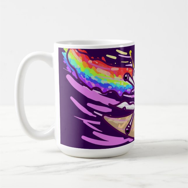 Unicorn Rainbow Riding Ice Cream Cone Kaffeetasse (Links)