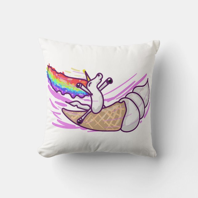 Unicorn Rainbow Riding Ice Cream Cone Kissen (Vorderseite)
