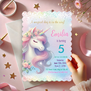 Unicorn Rainbow Sparkles Invitation Anniversaire