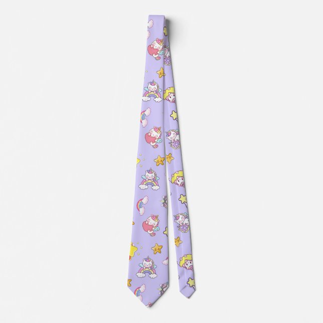 Unicorn Rainbow Star Light Lila Themed Krawatte (Vorderseite)