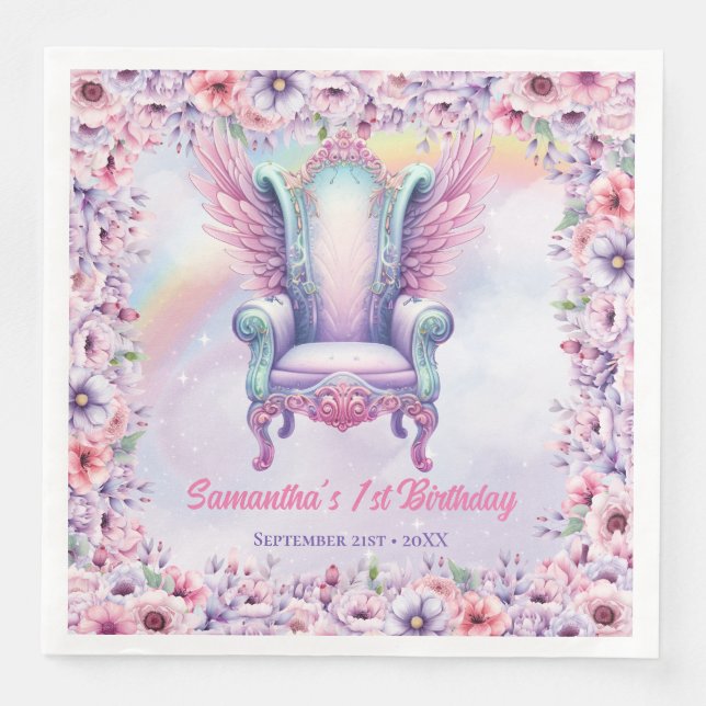 Unicorn Rainbows Birthday Party Feelsesseln Serviette (Vorderseite)