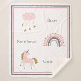 Unicorn Rainbows Pink Boho Muster Sherpadecke