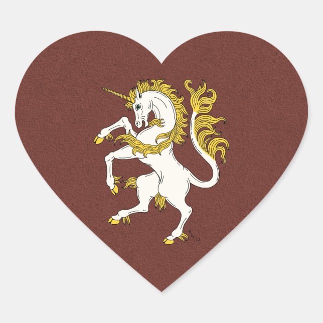 Unicorn Rampant Herz-Aufkleber (Vorderseite)