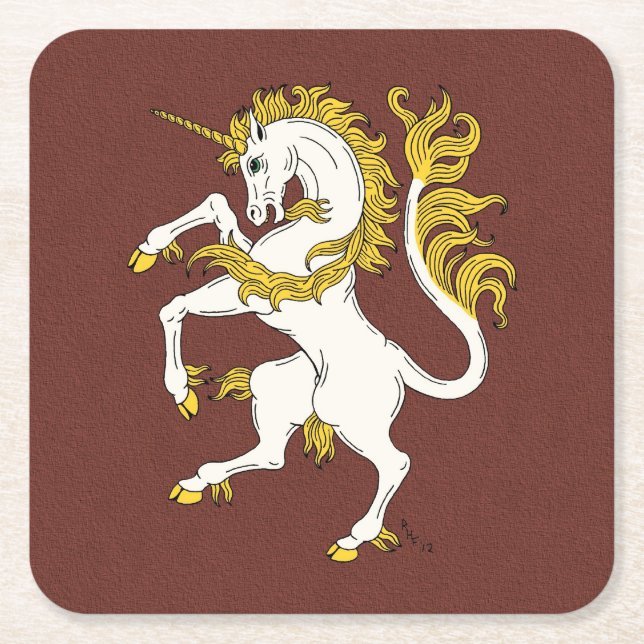 Unicorn Rampant Rechteckiger Pappuntersetzer (Vorderseite)