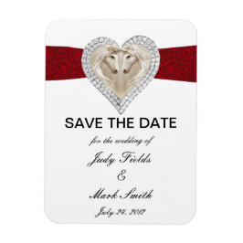 Unicorn Red Lace Save the Date Magnet