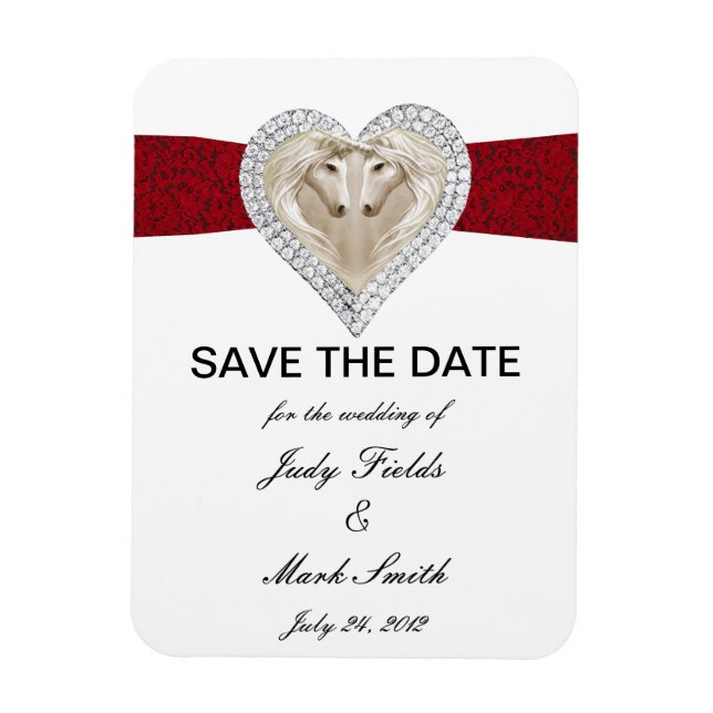 Unicorn Red Lace Save the Date Magnet (Vertikal)