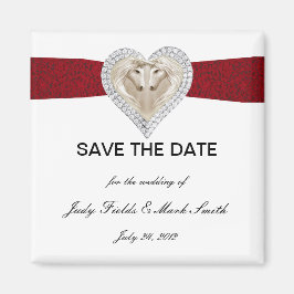 Unicorn Red Lace Save the Date Magnet