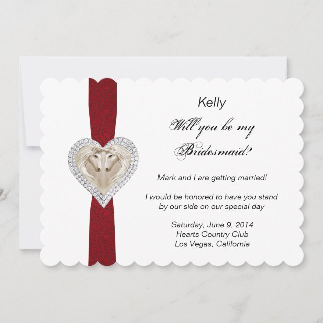 Unicorn Red Lace Wedding Bridesmaid Card Einladung (Vorderseite)