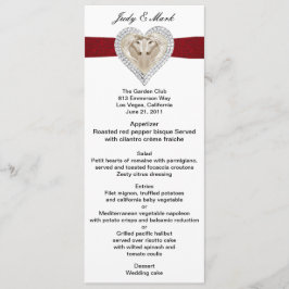 Unicorn Red Lace Wedding Menu Card Menükarte