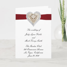 Unicorn Red Lace Wedding Program Card Programm