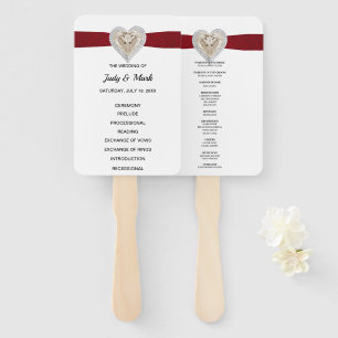 Unicorn Red Lace Wedding Program Fans Fächer