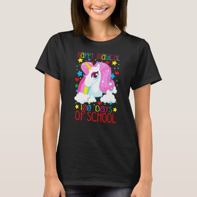 Unicorn Regenbogen 100th Days Happy Magical 100 Da T-Shirt (Vorderseite)