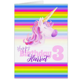 Unicorn Regenbogen 3. personalisierte Geburtstagsk