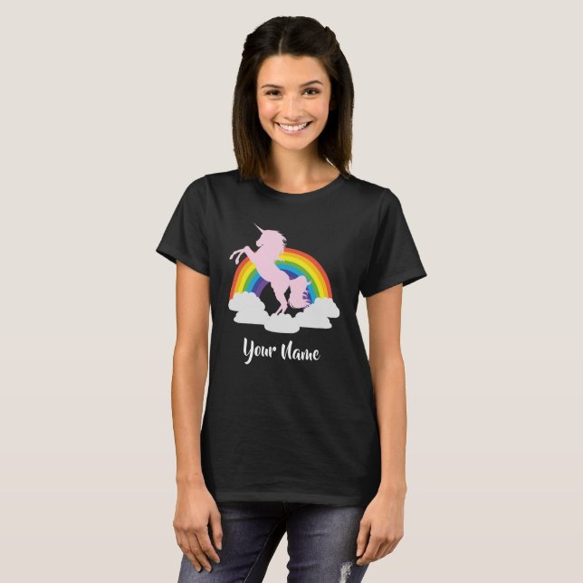 Unicorn-Regenbogen-Fantasie personalisiert T-Shirt (Vorne ganz)