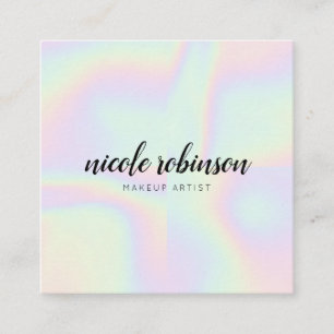 Unicorn Regenbogen holografischer, moderner Makeup Quadratische Visitenkarte