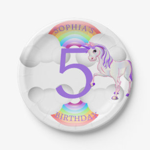 Unicorn Regenbogen Magisches Niedliches Zeitalter Pappteller