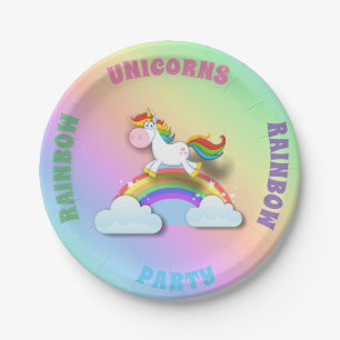 Unicorn-Regenbogen-Party-Platte Pappteller