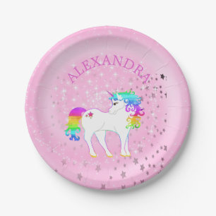 Unicorn Regenbogen Rosa Niedliche Geburtstag Pappteller
