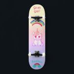 Unicorn Regenbogen Skateboard<br><div class="desc">Unicorn auf Skateboard mit personalisierten Bildunterschriften Unicorn Personalisiert Skateboard KLICKEN Sie auf PERSONALISIEREN TEMPLATE OPTION UND geben Sie den Namen. Cooles Skateboard in lebhaften Farben und für den Hintergrund und ein funky Einhorn auf einem Skateboard. Dieses Skateboard ist eine tolle Geschenkidee für einen Einhornliebhaber.</div>