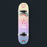 Unicorn Regenbogen Skateboard<br><div class="desc">Unicorn auf Skateboard mit personalisierten Bildunterschriften Unicorn Personalisiert Skateboard KLICKEN Sie auf PERSONALISIEREN TEMPLATE OPTION UND geben Sie den Namen. Cooles Skateboard in lebhaften Farben und für den Hintergrund und ein funky Einhorn auf einem Skateboard. Dieses Skateboard ist eine tolle Geschenkidee für einen Einhornliebhaber.</div>