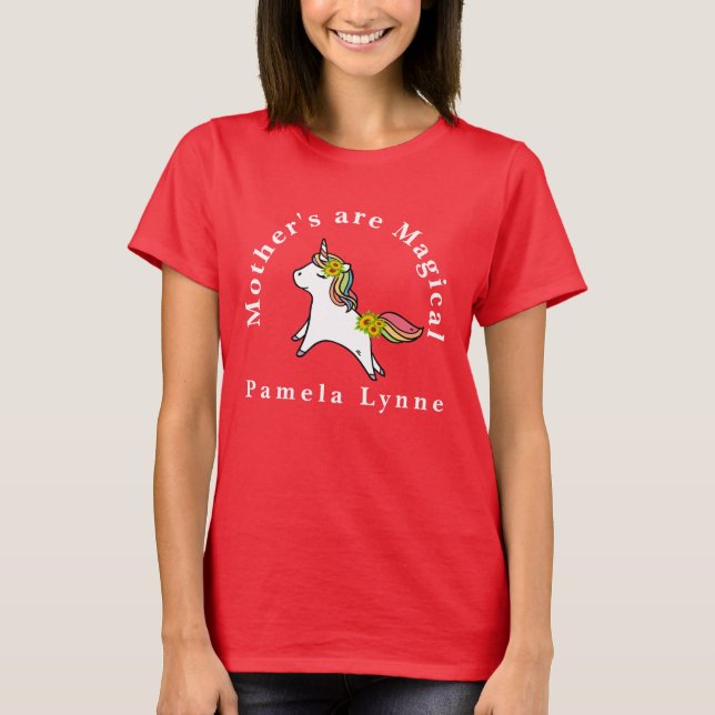 Unicorn Regenbogen Sonnenblumen Mütter sind magisc T-Shirt (Vorderseite)