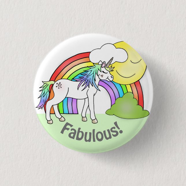 Unicorn-Regenbogen-Sonnenschein-Button-Abzeichen - Button (Vorderseite)