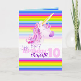 Unicorn Regenbogen verspätete 10. Geburtstagskarte Karte