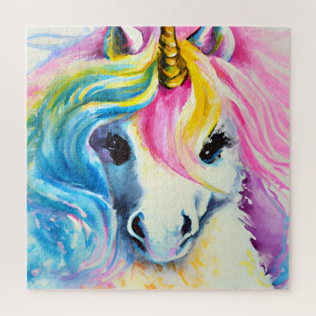 Unicorn Regenbogen Wasserfarbe (Vertikal)