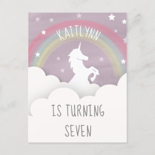 Unicorn Regenbogen Wolken Sterne Geburtstag Einladungspostkarte