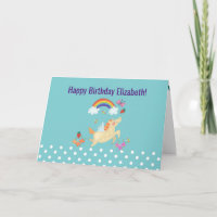 Unicorn Regenbogen Wolken und Blume Glücklich Gebu