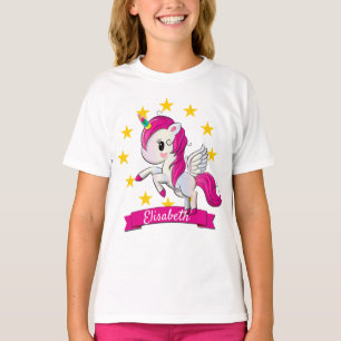 Unicorn Regenbogengeburt personalisiert farbig T-Shirt