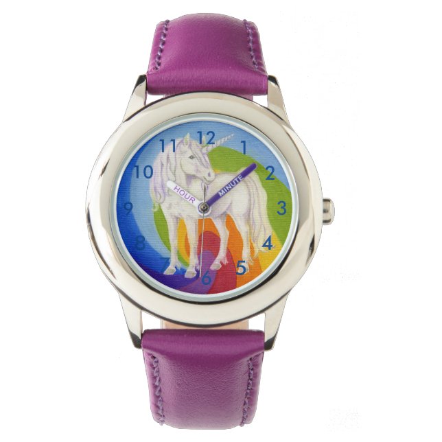 Unicorn-Regenbogenuhr Armbanduhr (Vorderseite)