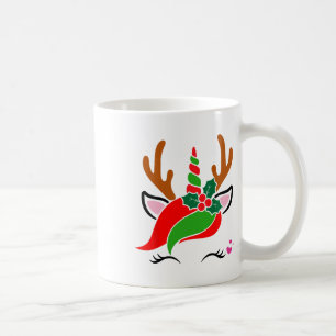 Unicorn Reindeer Face Niedliches Weihnachtsfest Kaffeetasse