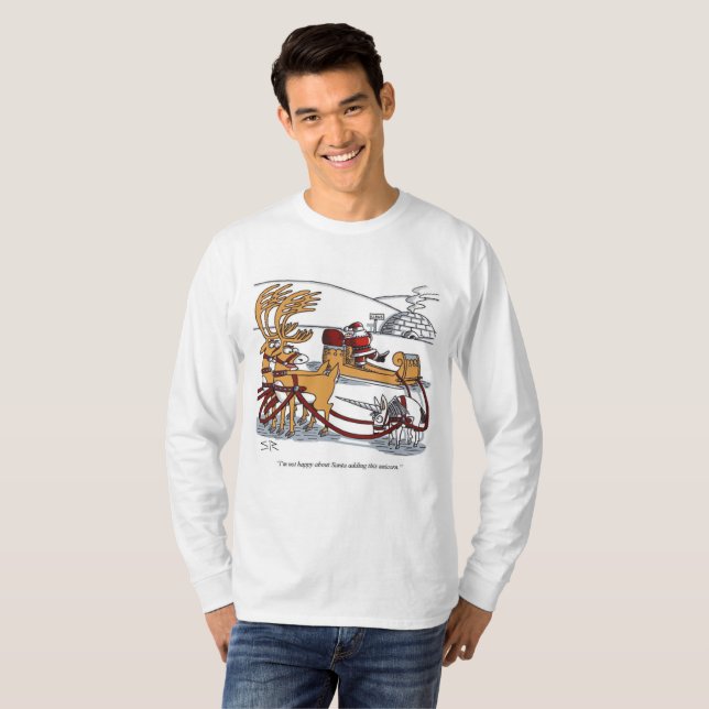Unicorn Rentier Langärmel-Shirt T-Shirt (Vorne ganz)