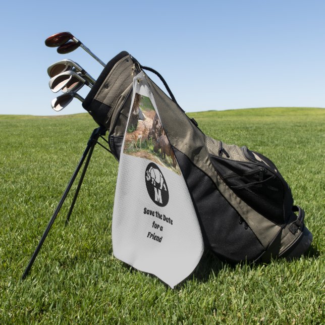 Unicorn Rhino Silhouette Monogramm Foto Golfhandtuch (Gras)
