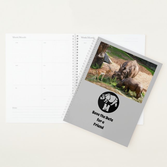 Unicorn Rhino Silhouette Monogramme Photo (Devant avec enveloppe)