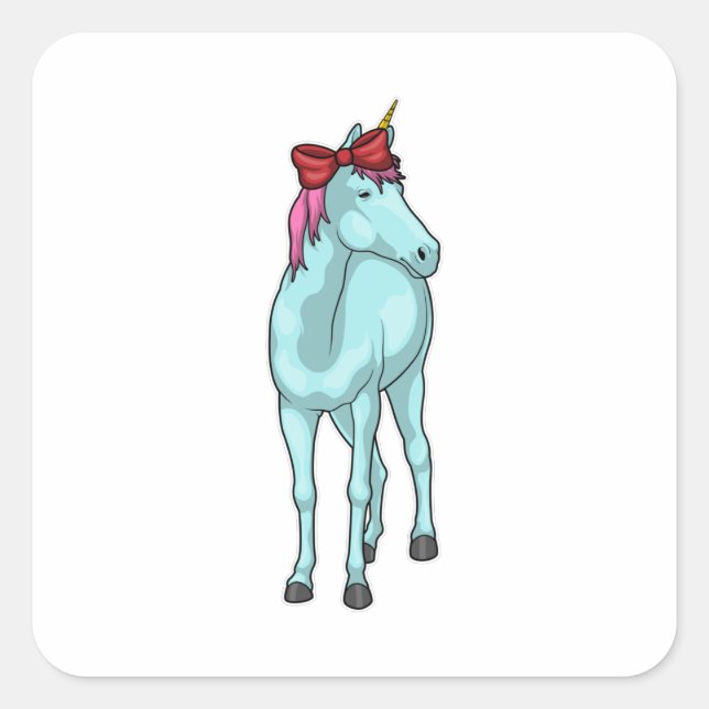 Unicorn Ribbon Quadratischer Aufkleber (Vorderseite)
