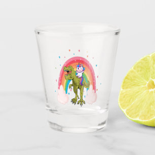 Unicorn Riding Dinosaur Schnapsglas