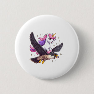 Unicorn Riding Peregrine Falknerei Girls Men Wome Button