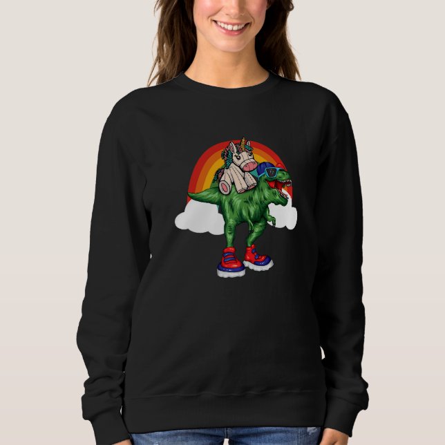 Unicorn Riding Rex Dinosaur Boys Girls Men Women R Sweatshirt (Vorderseite)
