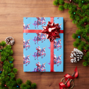 Unicorn Riding Santa Geschenkpapier
