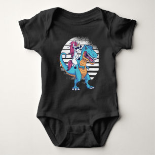 Unicorn Riding T-Rex Baby Strampler