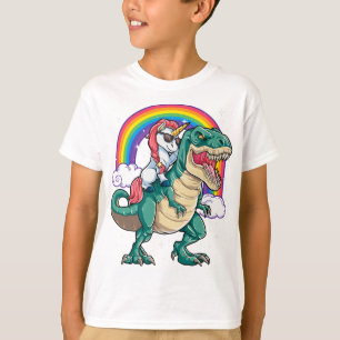 Unicorn Riding T rex Dinosaur Boys Girls Men Women T-Shirt