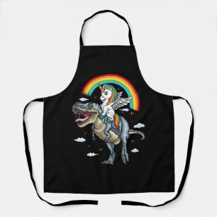 Unicorn Riding Trex Dinosaur Momicorn Regenbogen f Schürze