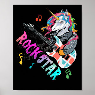 Unicorn Rock Star Gitarre Rockin' Music Singer Poster