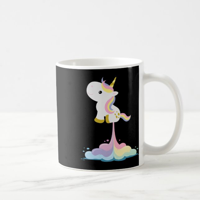 Unicorn Rocket Rainbow Clouds Kaffeetasse (Rechts)