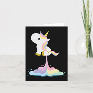 Unicorn Rocket Rainbow Clouds Karte